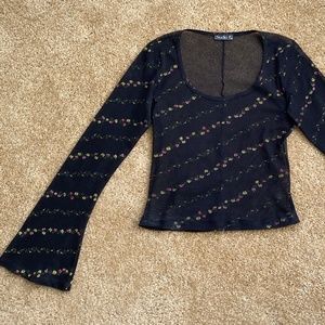 Sheer Black Bell Sleeve Top